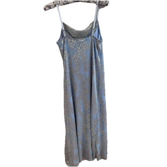 Ice Blue Metallic Silver Floral Cowl Slip Dress Size Size Small Ethereal Glam - Picture 5 of 7